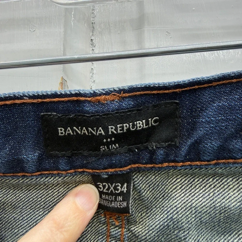Banana Republic Slim Fit Straight Leg Dark Wash‎ Denim Jeans Men's 32 x 34
